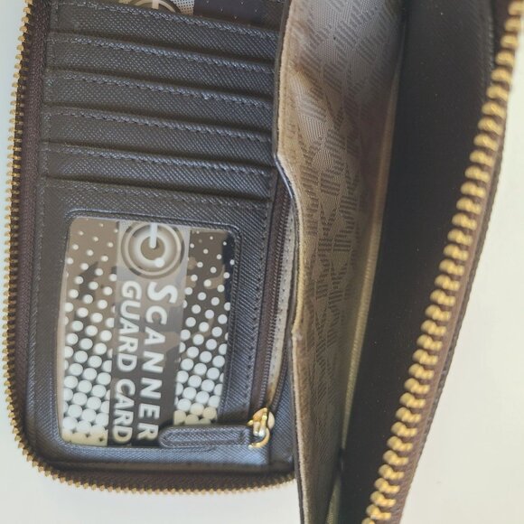 Michael Kors Jet Set Travel Continental Wallet Brown & Gold Zipper All Around - Picture 5 of 10